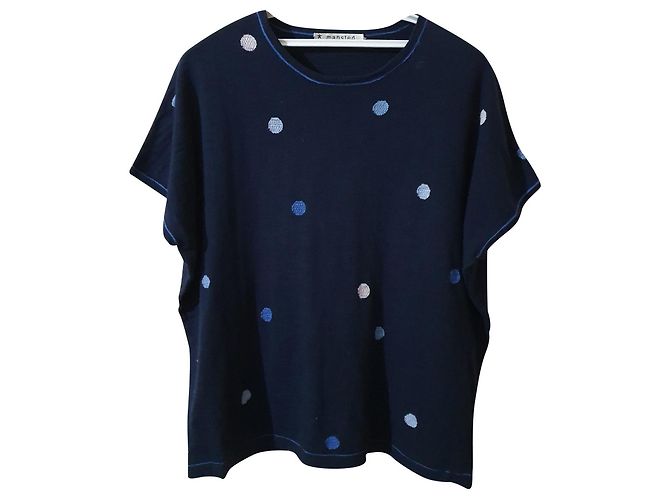 Autre Marque Mansted Oversize Baumwollpullover Blau Kurzarm L 