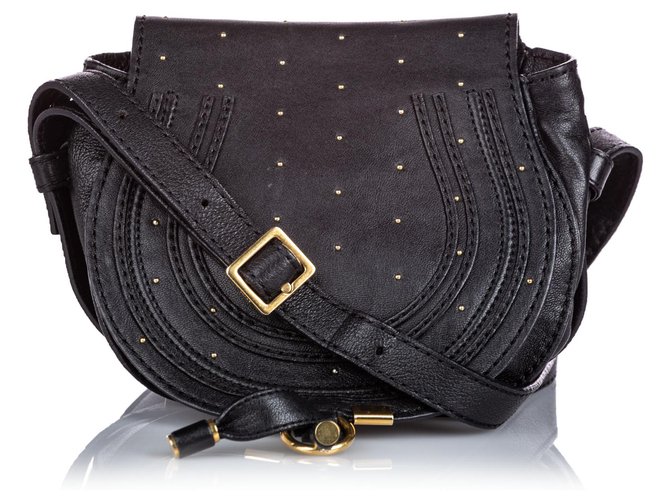 Chloé Chloe Black Leather Marcie Crossbody Bag Pony-style calfskin  ref.180018