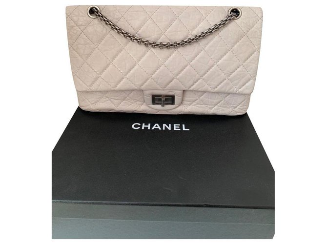 2.55 Chanel Grey Leather  ref.180226