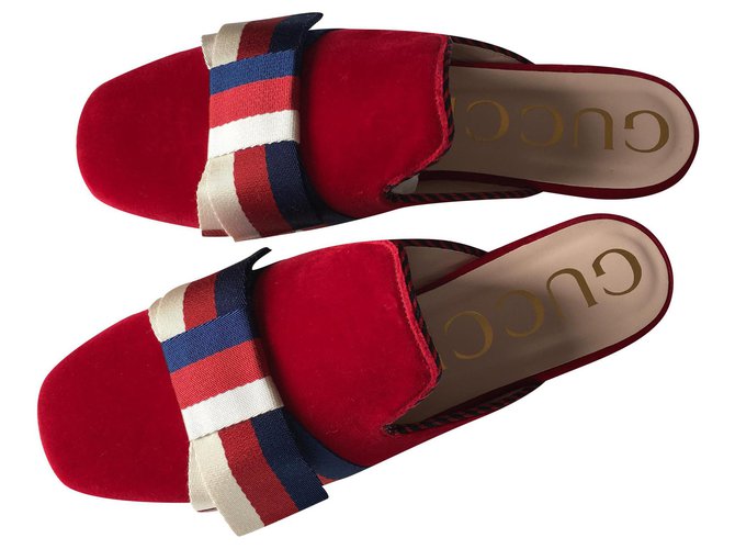 Gucci Mules Velours Rouge  ref.180290