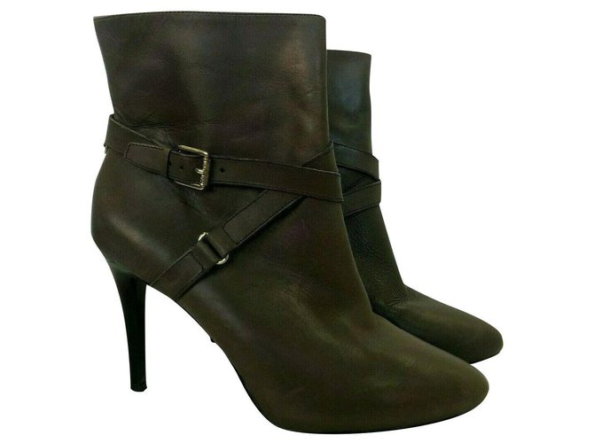 Ralph Lauren Grey ankle boots Leather  ref.180291