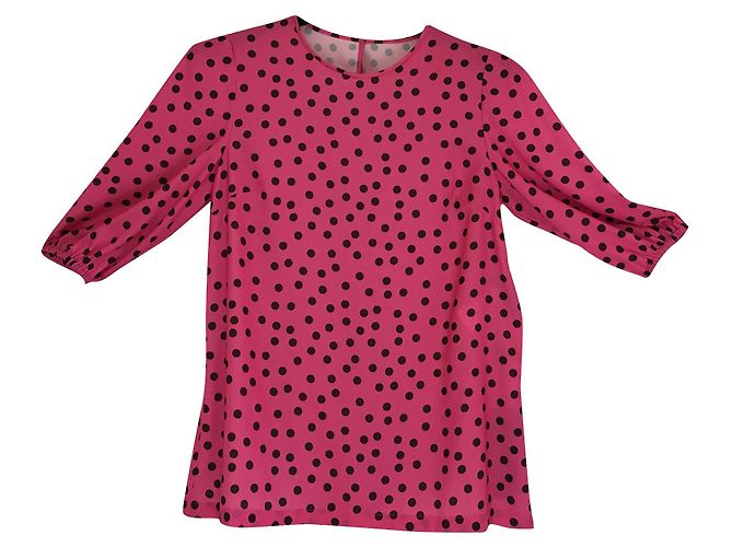 Top de seda rosa com bolinhas pretas Dolce & Gabbana