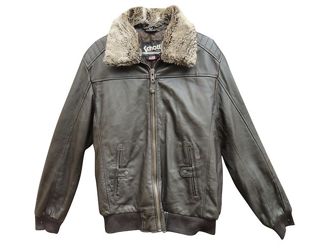 Schott men's leather jacket, size L, made in USA