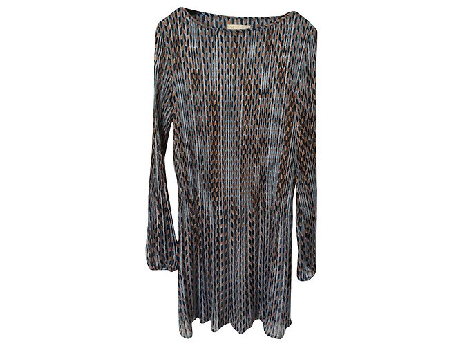 Vestido midi Maje de algodão azul e bronze