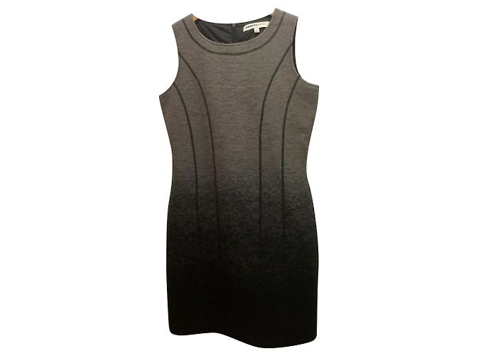 Clements Ribeiro Wollmischkleid Grau Schwarz Anthrazitgrau