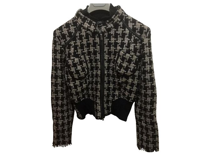 Marc Cain Houndstooth wool jacket Black Grey