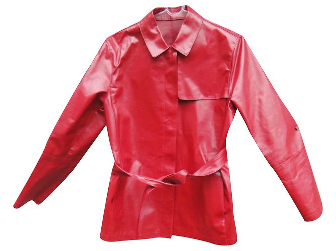 burberry t leather jacket 40 Red