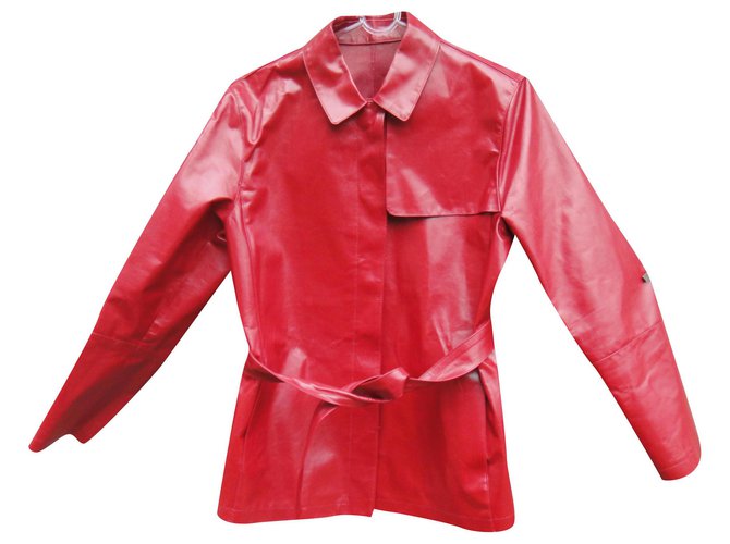 chaqueta de cuero burberry t 40 Roja  ref.180363