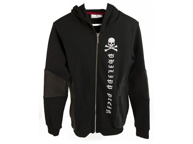 Philipp Plein Junior Black Skulls "I love new york" glitter hoodie sweater 14 years White Cotton  ref.180383