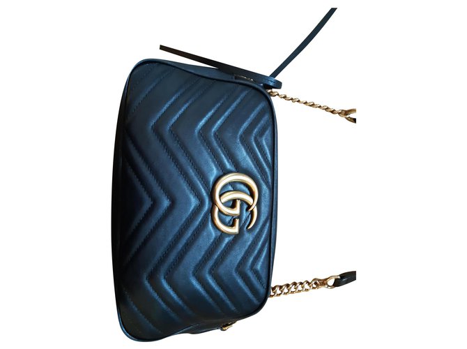 Marmont Gucci Handbags Black Leather  ref.180396