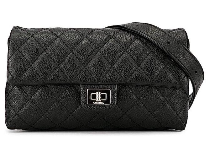 Chanel 1992 2.55 Mademoiselle uniform belt/bum bag Black Leather  ref.180417