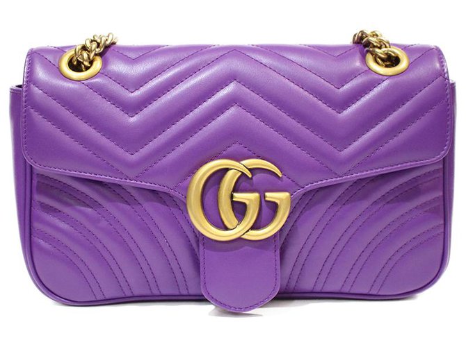Gucci Marmont bag 26cm Purple Leather  ref.180425