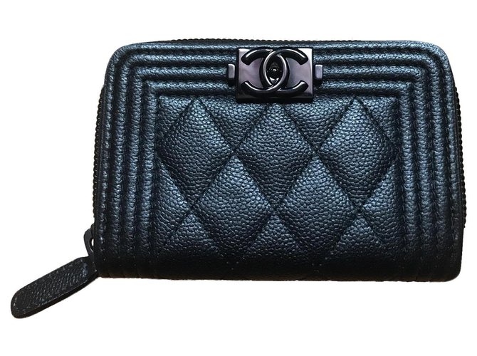 Mini wallet Boy Chanel Black Cuir Noir  ref.180458