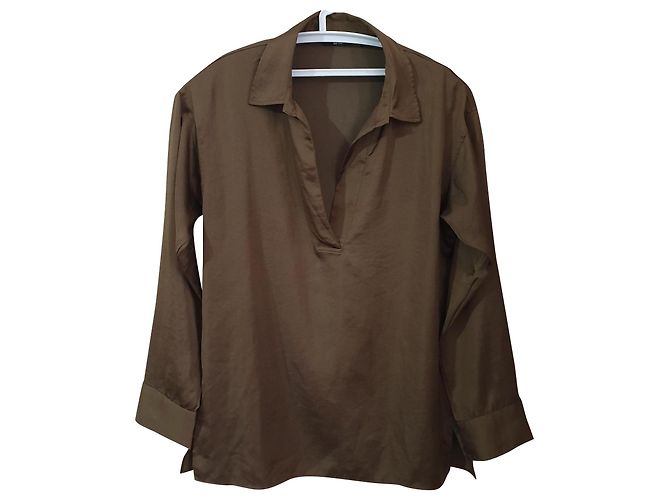 Blusa oversize Uniqlo marrone oro poliestere