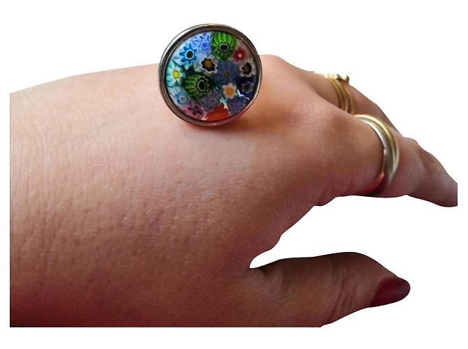 Bellissimo anello Longchamp in argento e murano