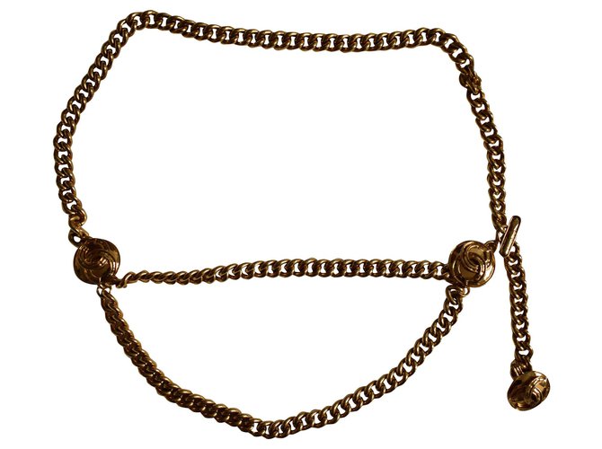 Vintage Chanel gold tone medallion belt Golden Metal  ref.180510