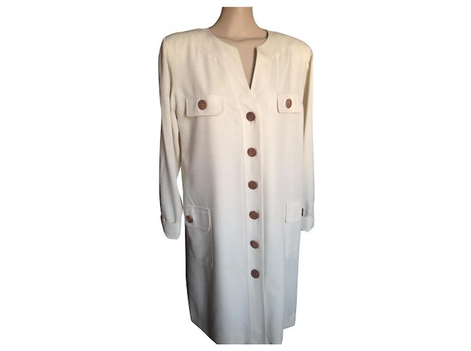 Robe Yves Saint Laurent Eggshell en viscose Blanc cassé 