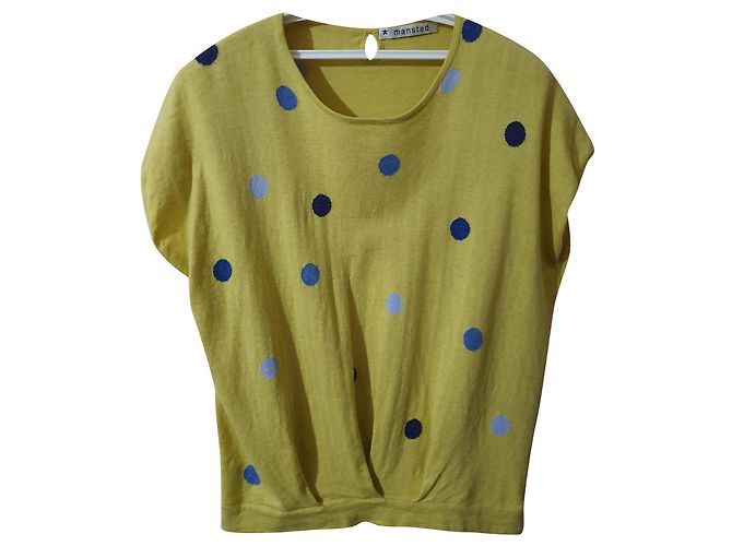 Autre Marque Pull oversize Mansted en coton jaune à manches courtes Multicolore