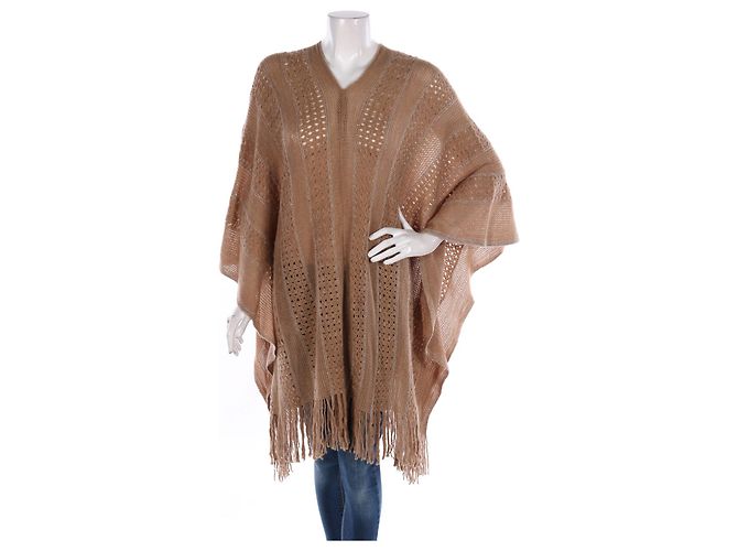 Poncho Bcbg Max Azria Marrone Argenteo Acrilico Argento