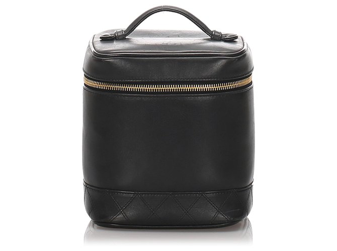 Chanel Black Vintage Lambskin Vanity Case Leather  ref.180560