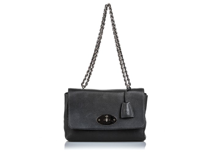 Mulberry Black Leather Lily Silvery Pony-style calfskin  ref.180568