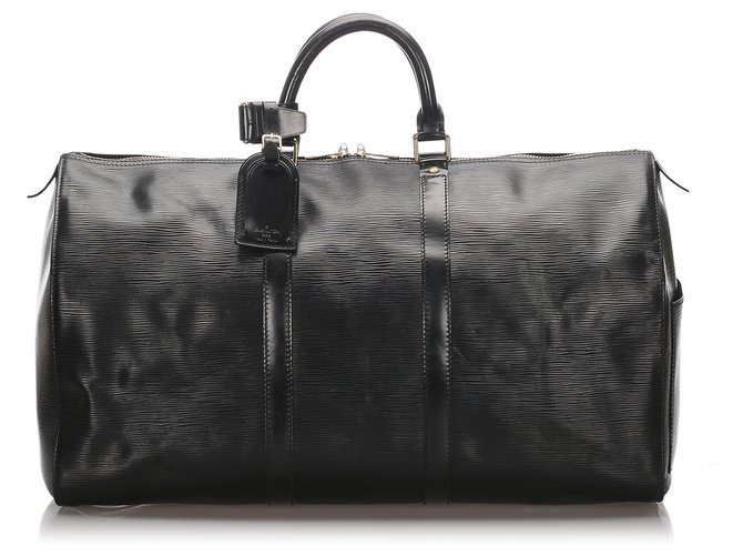 Louis Vuitton Black Epi Keepall 50 Cuir Noir  ref.180572