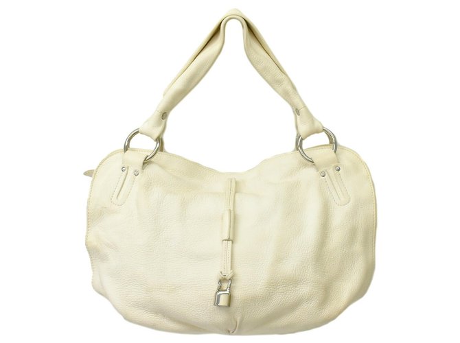 Céline Vintage Shoulder Bag White Leather  ref.180769