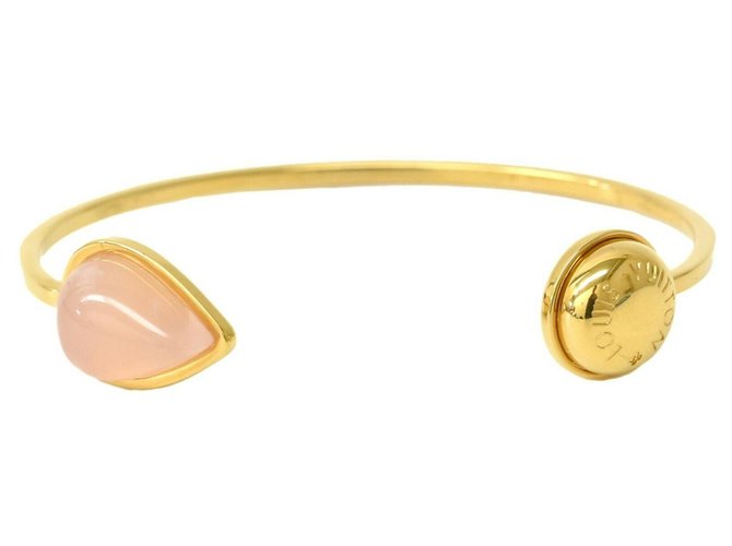 Louis Vuitton pulseira de quartzo rosa Dourado Banhado a ouro  ref.180852