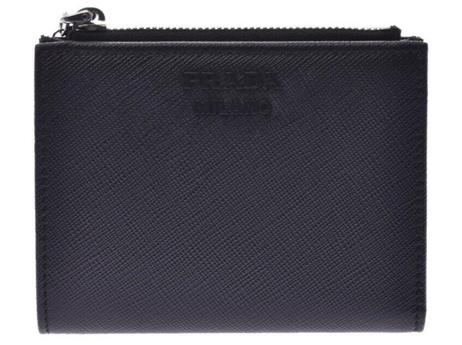Prada Rabbit charm Compact wallet Black Leather  ref.180876