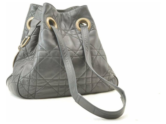 Dior Vintage Shoulder Bag Black Leather  ref.180934