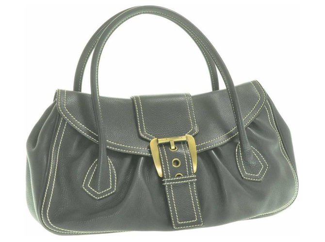Céline Vintage Handbag Preto Couro  ref.180949