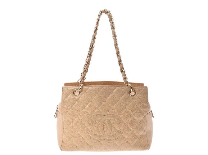 Chanel Petite Timeless Bege Couro  ref.181068