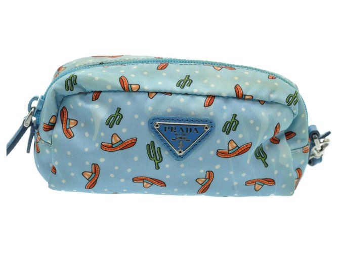 Prada Mexican Hat Pouch Blue Synthetic  ref.181182