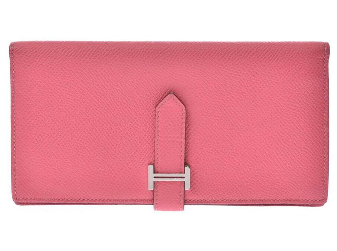 Hermès Hermes Bearn Brieftasche Pink Leder  ref.181275