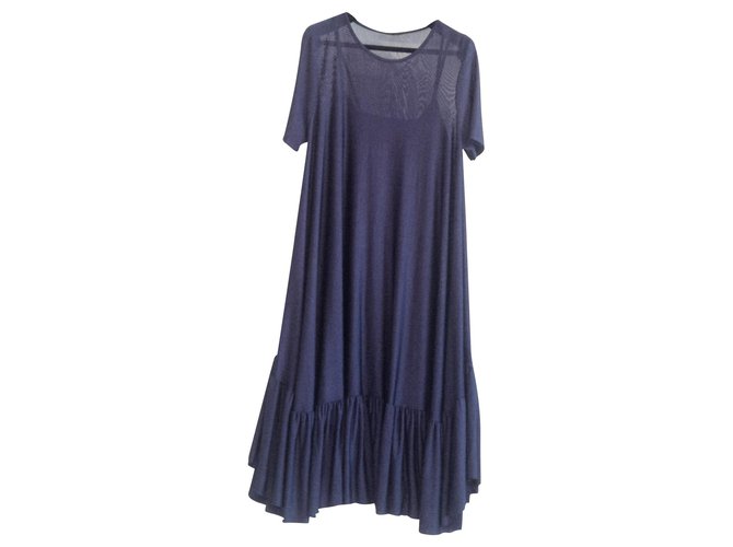 Autre Marque Robe minimaliste mi-longue Blu scuro Sintetico  ref.181354