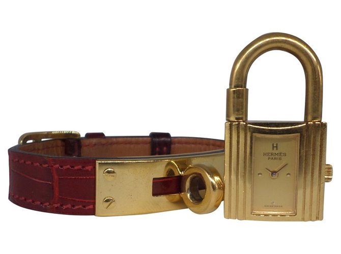 Kelly Hermès Relógios finos Bordeaux Banhado a ouro  ref.181476