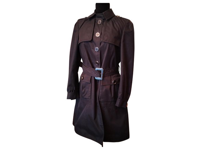 Gucci trench coat Black Cotton  ref.181478