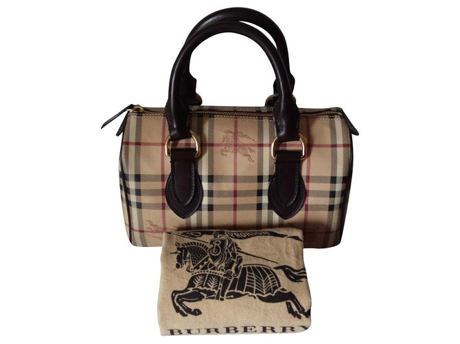 Burberry Monogram canvas and leather handbag Beige Cloth  ref.181497