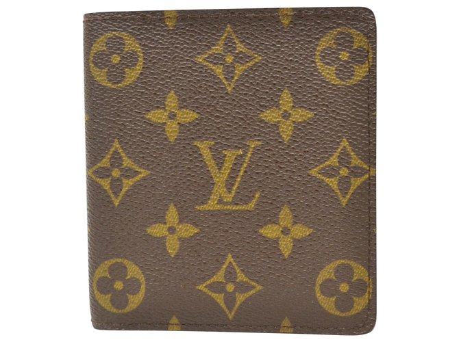Louis Vuitton Compact Wallet Porte Billets Cartes Credit Brown Cloth  ref.181576