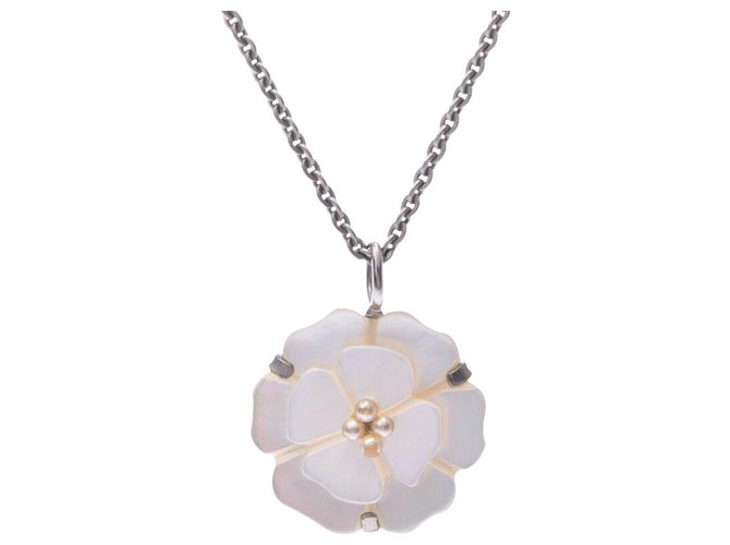 Chanel Camellia Necklace White Metal  ref.181615