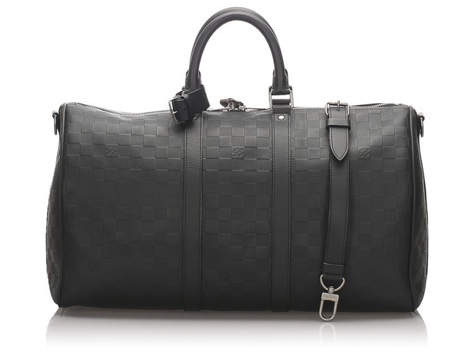 Louis Vuitton Black Damier Infini Keepall Bandouliere 45 Leather Pony-style calfskin  ref.181691