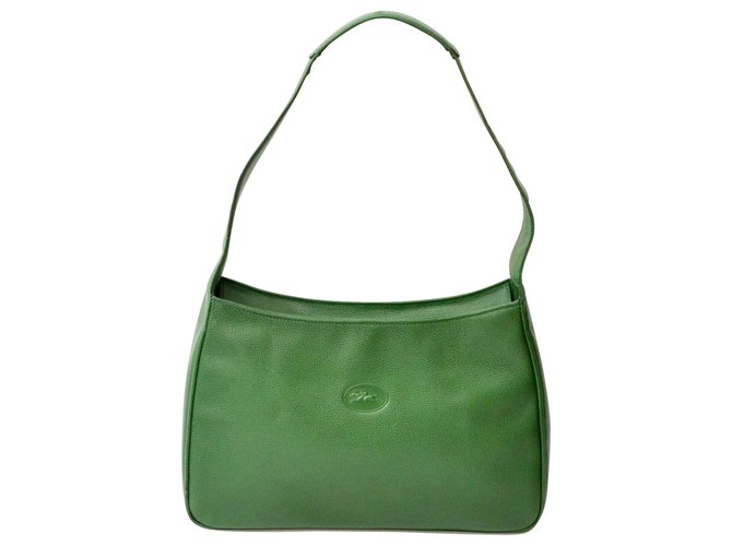 Longchamp Leather Shoulder Hand Bag Green  ref.181715