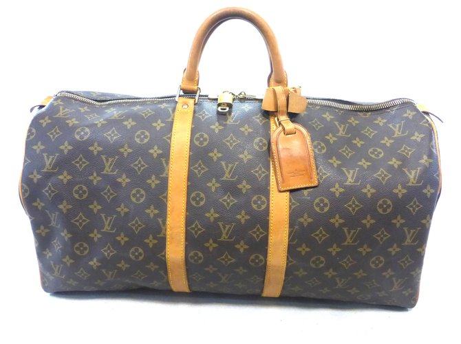 Louis Vuitton keepall 55 Monogram Brown Leather  ref.181801