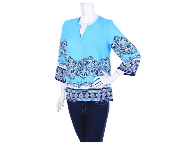 Blusa Cynthia Rowley Blanca y Azul de Poliéster Talla S Blanco