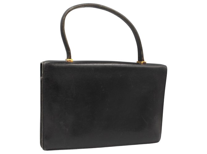 60's Vintage Hermès Piano handbag in black leather  ref.181949