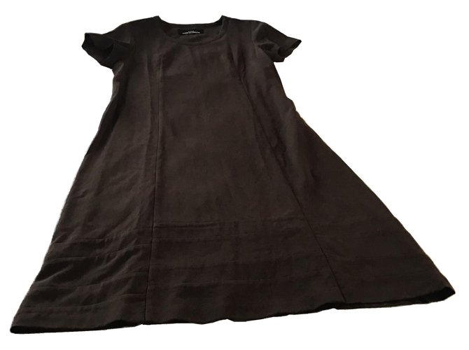 Vestido Maxi Comme des Garcons Castanho escuro Lã Nylon  ref.181980