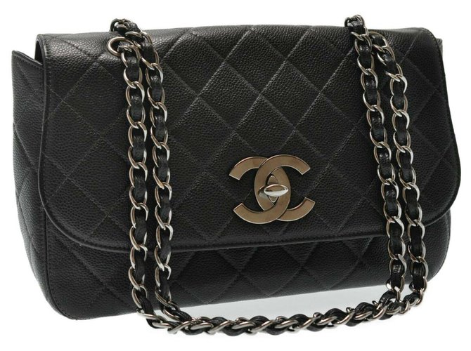 Chanel Matelasse lined Chain Shoulder Bag Black Leather  ref.181997