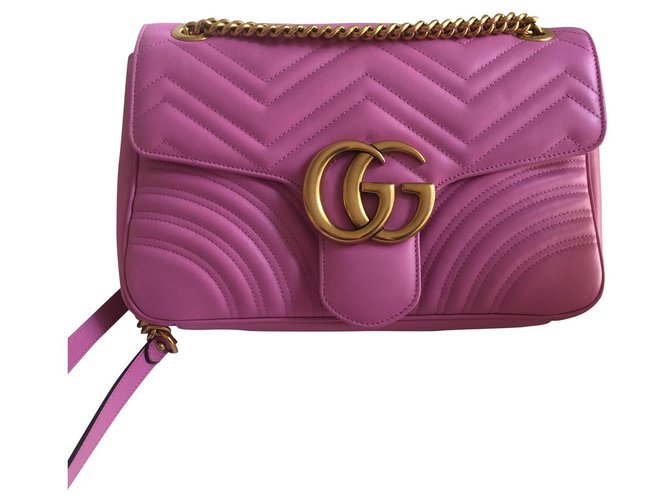 Gucci Marmont matelasse’ Pink Leather  ref.182012