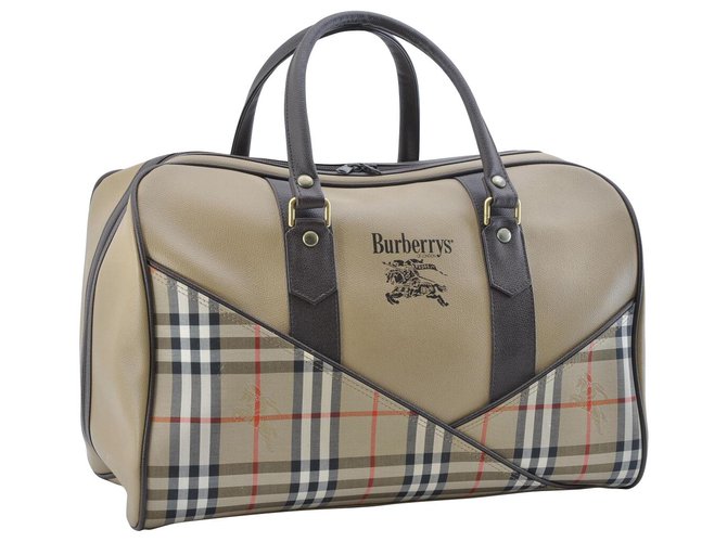 Burberry Boston Travel Bag Beige Leather  ref.182018