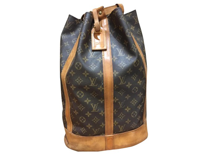 Randonnee Louis Vuitton Mochilas Caramelo Castanho escuro Couro Lona  ref.182094